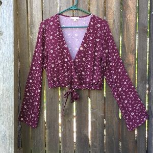 LA Hearts Flower Crop Top Longsleeve NWOT Small